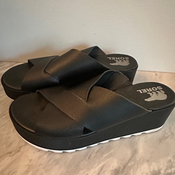 Sorel Shoes - Sorel Cameron Flatform Slide Sandals Black Size 9